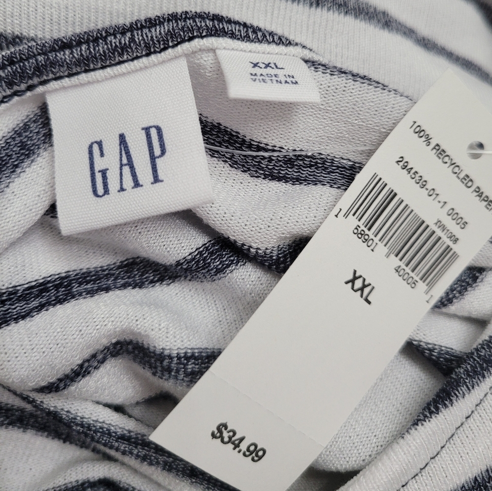 NWT Gap Navy And White Striped Sleeveless Tank Top XXL - Picture 2 of 7